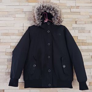 North Face Womens XL Black Ski Winter Jacket Ladies Heavy Fur Hood Parka Coat